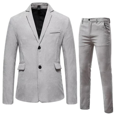 

Hunpta Male Long Sleeve Suits Multi Pocket Notched Lapel Casual Two Button Corduroy Blazer Trousers