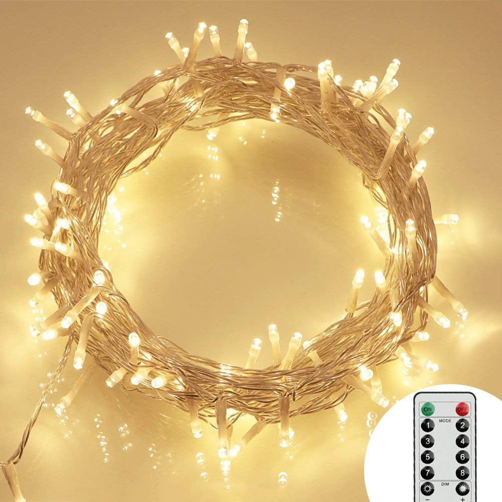 Wedding Party 8 Modes Dimmable and IP65 Waterproof 5M Silver Wire Fairy Lights with Timer for Christmas Decoration STARKER 50 LEDs String Lights Battery Powered Warm White 2 Pack Bedroom 