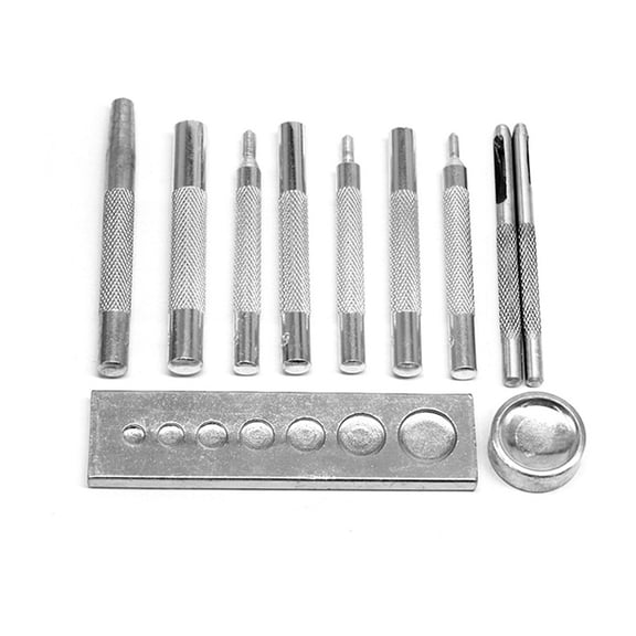 11 Pieces Die Punch Snap Kit Practical Punch Buttons Set for w/ Base for Punch H