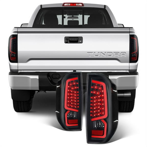 AKKON - For 2014-2021 Toyota Tundra SR5 Black LED Tube Light Bar Taillights Brake Lamps 14 15 16 17 18 19 20