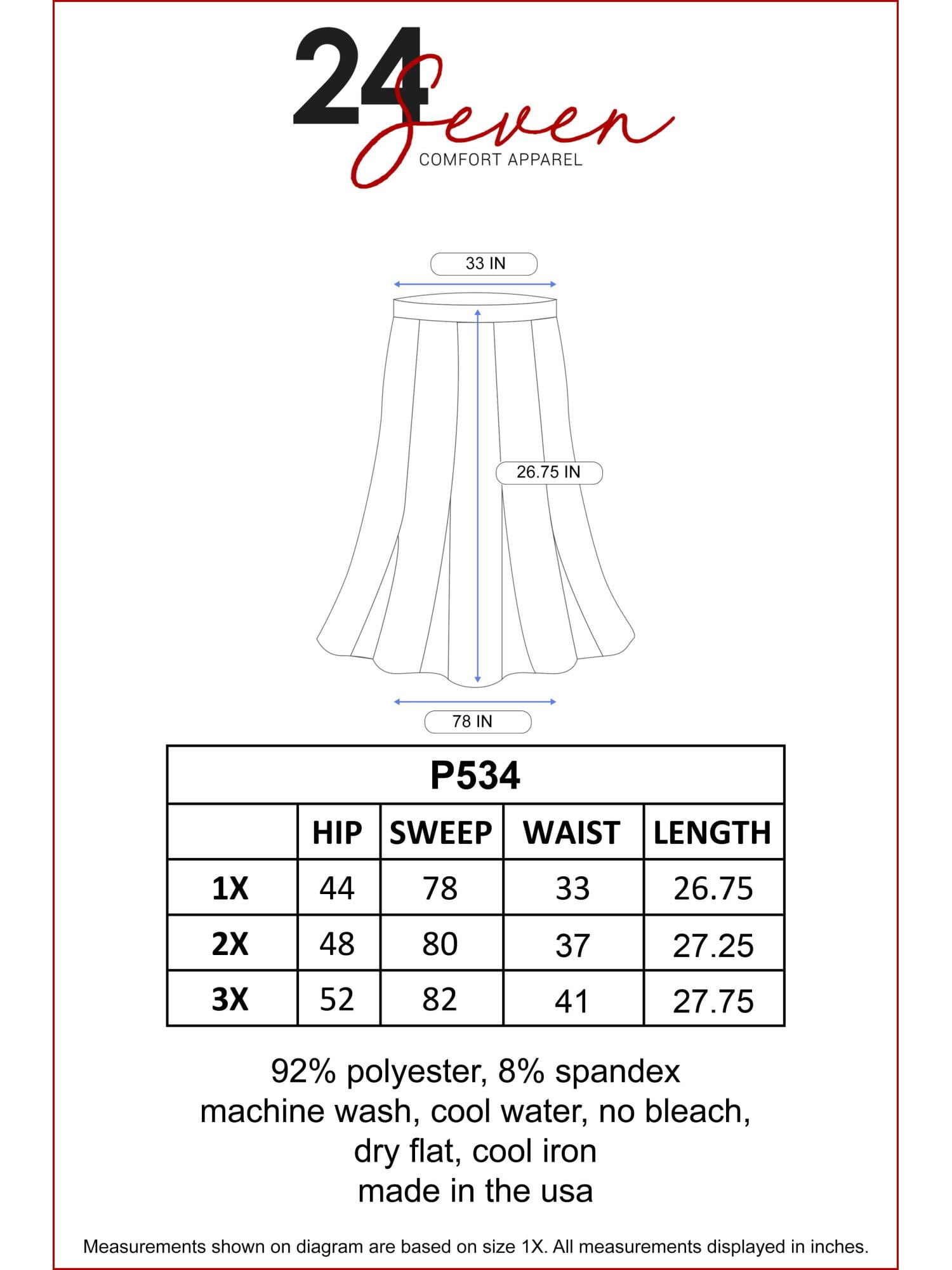 24/7 Comfort Apparel Women's Plus Size Classic Knee Length Black Skirt With Pockets