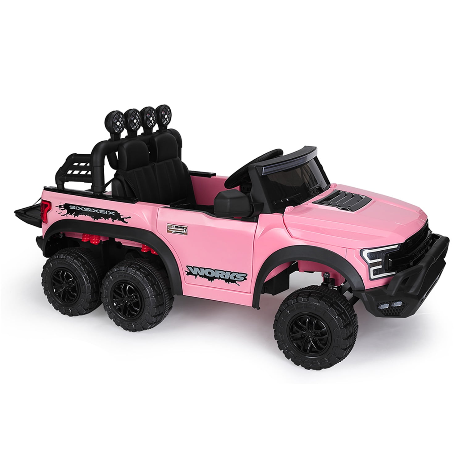 CIPACHO Kids 12V Ride On Truck, Battery Powered Toy Car w/Spring Suspension, Remote Control, 3 Speeds, LED Lights, Pink