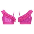 thumbnail image 3 of Miaeowve Kids Girls Shinny Sequins Ruffle Off Shoulder Crop Top One Shoulder Tank Top Vest Stage Performance Clothing Hot Pink 8, 3 of 5