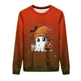 thumbnail image 4 of DOSUKRAI Halloween Sweatshirt for Women Spooky Season Funny Long Sleeve Graphic Crewneck Pullover Tops Cute Ghost Sweater Watermelon Red,XL, 4 of 9
