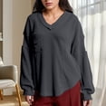 thumbnail image 2 of BLVB Women's Long Sleeve Shirts Oversized Tunic Tops Trendy V Neck Pullover Fashion Clothes Outfits, 2 of 5