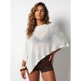 thumbnail image 4 of LMLYSoH Womens Knitted Ponchos Tops Shimmer Solid Shawl Wraps Comfortable Asymmetry Cape for Spring Summer, 4 of 9