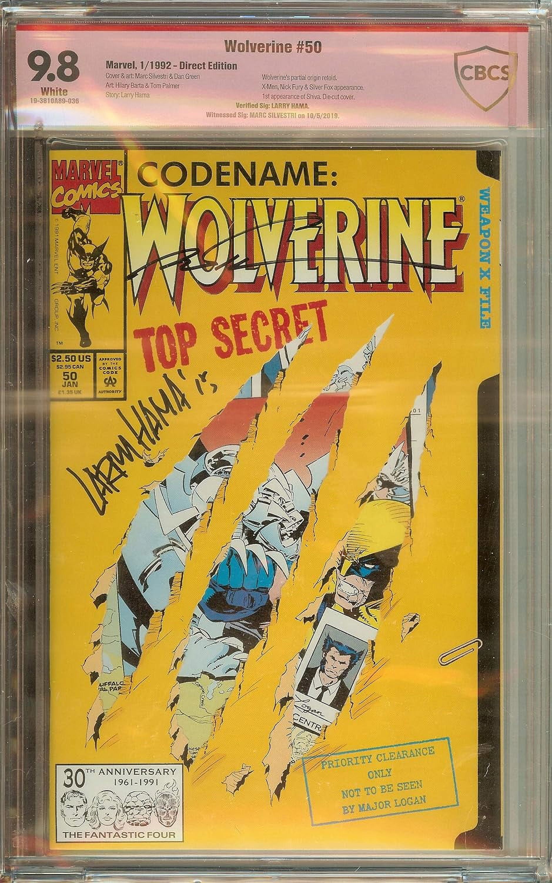 Wolverine #50 CBCS 9.8 Signed Marc Silverstri Larry Hama