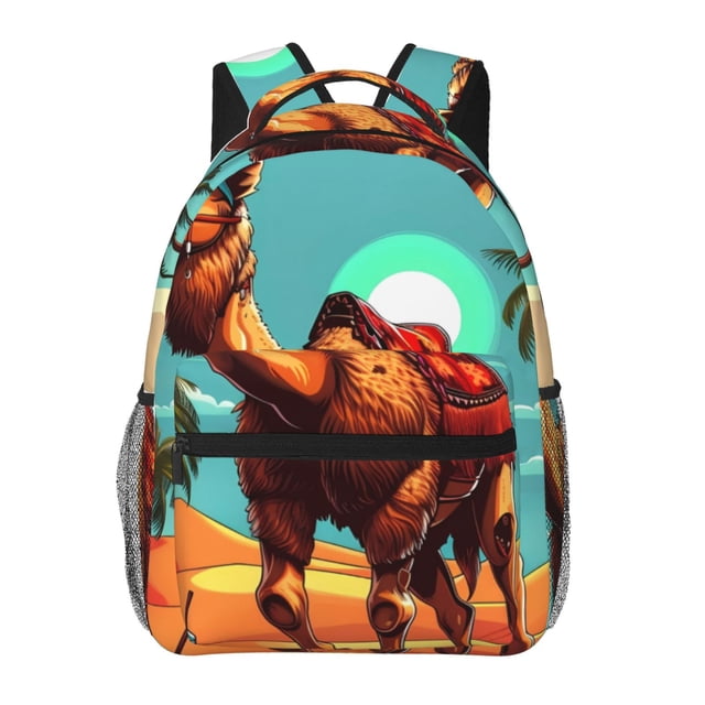 Easygdp Cool Camel Oasis Vibes Mochila Ergonómica Versátil para Laptop - Múltiples Bolsillos, Correas Ajustables, Unisex para Escuela, Viajes y Actividades al Aire Libre-One Size
