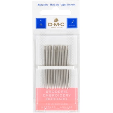 DMC Mouline Nickel Plated Steel 4.3" Embroidery Needles, Size 5, 15 Pack, 1765-5