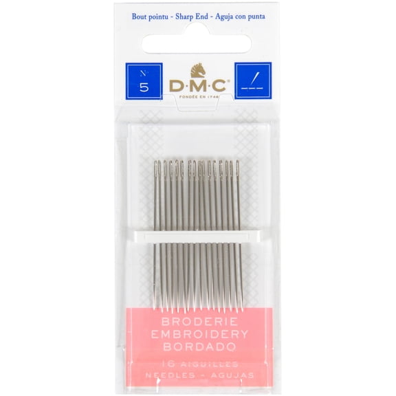 DMC Mouline Nickel Plated Steel 4.3" Embroidery Needles, Size 5, 15 Pack, 1765-5