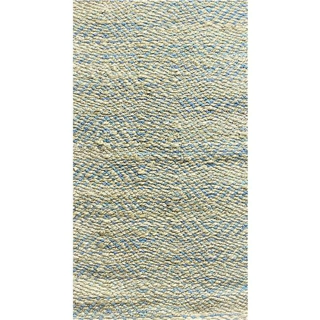 LR Home RUGSA03344WLB7090 Subtle Chevron Rectangle Jute Accent Rug, Taupe & Blue