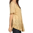 thumbnail image 3 of Sakkas Zoya Marbled Embroidery Cap Sleeves Blouse / Top - Lightsand - Plus Size, 3 of 5