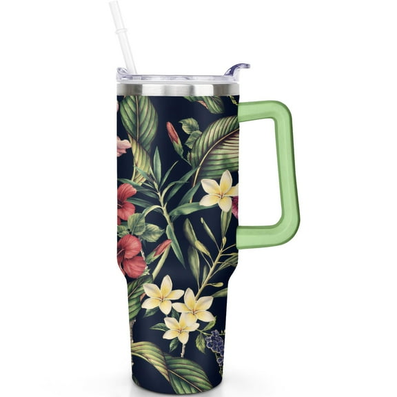 40 oz Hawaii Tropical Plants Tumbler with Handle, Flip Straw Lid, Vacuum Insulated, Leak Proof Stainless Steel Cup, Travel Tumbler Must Have