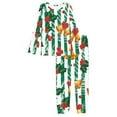 thumbnail image 2 of Renewold Family Pajamas Christmas Pants Xmas Bell Pine Cones Indoor Pj Loungewear Set 2 Pieces Thermal Long Sleeve Sleepwear Nightwear for Men Size M,Green White Stripe, 2 of 5