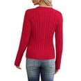 thumbnail image 4 of Langwyqu Fall Winter Women Long Sleeve Cable Knit Sweater Pullover, 4 of 5
