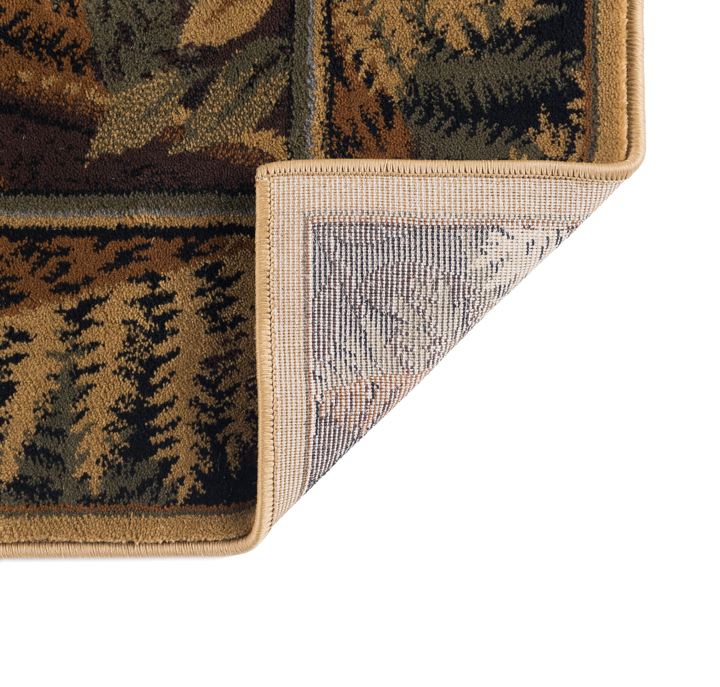 Novelty Lodge 2'x3' Rectangle Beige and Black Polypropylene Indoor Area Rug