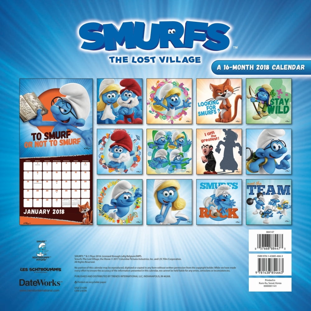 Smurfs The Lost Village 2018 Wall Calendar - Walmart.com