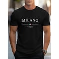 thumbnail image 4 of Men's Summer 100% Cotton Fashion MILANO Letter Printed Loose Large Casual Comfortable Round Neck Short Sleeve T-shirt Top, 4 of 10