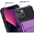 thumbnail image 5 of KOMI for iPhone 13 Case with Card Holder[Store 5 Cards] Dual Layer Heavy Duty Shockproof iPhone 13 Wallet Case with Hidden Card Slot Large Storage Case for iPhone 13 (Purple), 5 of 5