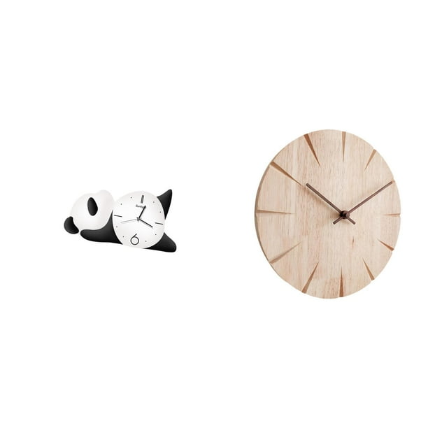 Reloj de pared,Reloj de pared de panda,decoración para el hogar,lindo y creativo.,Reloj de pared redondo,Reloj de pared de madera maciza para la decoración del salón,Reloj de pared de madera