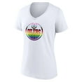 thumbnail image 2 of Women's White Edmonton Oilers Team Pride Logo V-Neck T-Shirt, 2 of 3
