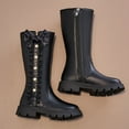 thumbnail image 6 of HAOTAGS Girls Martin Riding Boots, Mid-Calf Princess Boots Zipper High-Top School Winter Boots Black 12.5 Little Kids, 6 of 8