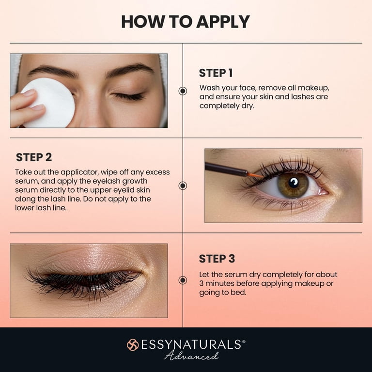 Essynaturals Premium Eyelash Growth Serum for Longer, Fuller