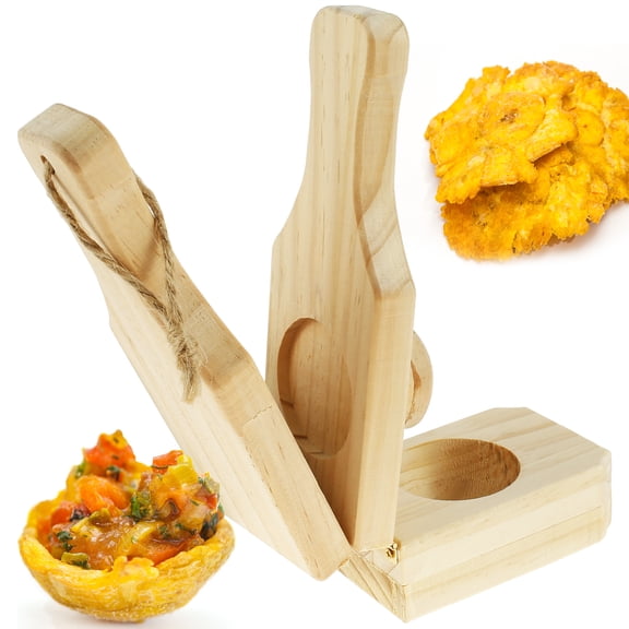 Wooden Tostonera Plantain Press with Handle Banana Smasher Maker Reusable Plantain Press Smasher Portable Plantain Press Easy Storage for Fried Plantains Chips and Tostones Cups  6