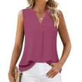 thumbnail image 2 of Otntypg Women's Chiffon Tank Tops Cute Summer Sleeveless V Neck Tunic Blouse Dressy Casual Tops Office Work Shirts Hot Pink S, 2 of 6
