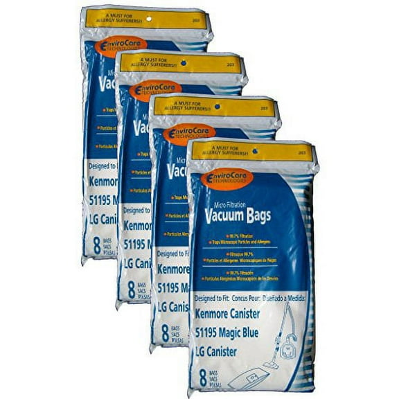 32 Kenmore Type M Sears 51195 Magic Blue LG Vacuum Bags, Ultracare, Canister Vacuum Cleaners, 20-51195, 609323, 21195, 21295, 24195, 21495