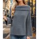 thumbnail image 5 of Suéter de Mujer con Hombros Descubiertos, Larga, Estilo Suéter de Punto Suelto, Ideal para Otoño de 2025. Gris S, 5 of 8