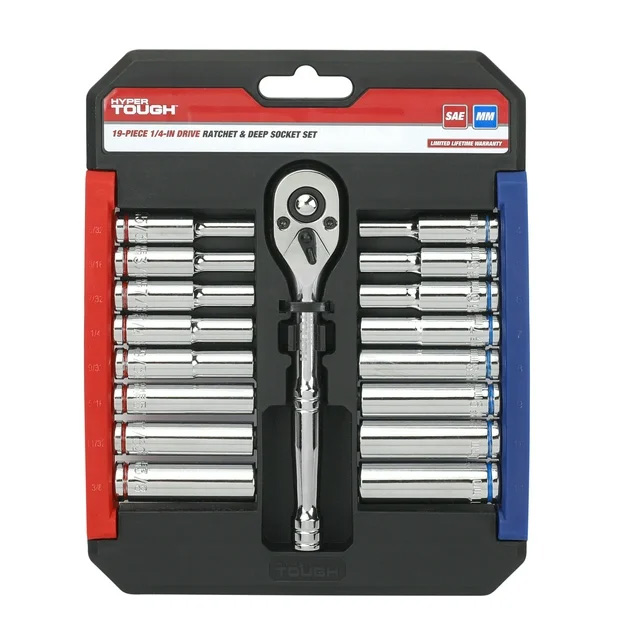Hyper Tough 19-Piece 1/4 Inch Drive Ratchet Socket Set photo 6