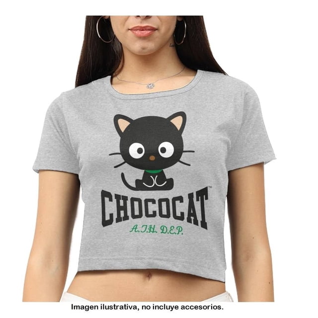 Playera Sanrio Talla M Manga Corta Con Estampado de Chococat Gris Jaspe