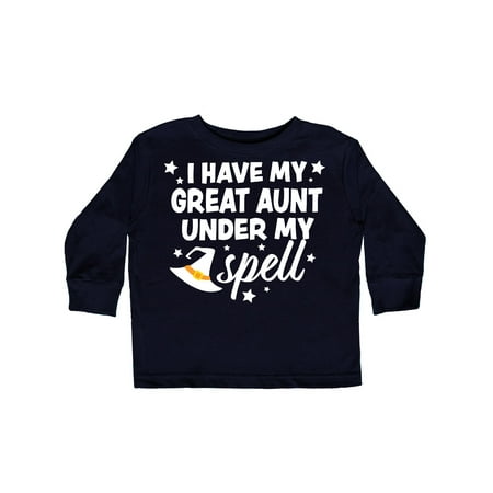 

Inktastic I Have My Great Aunt Under My Spell with Cute Witch Hat Gift Toddler Boy or Toddler Girl Long Sleeve T-Shirt