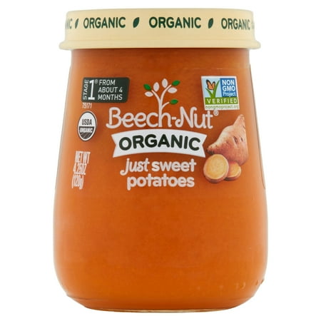 Beech-Nut Organic Stage 1 Just Sweet Potatoes Baby Food, 4.25 oz, (Pack of 10)