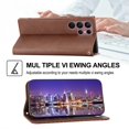 thumbnail image 4 of SaniMore for Samsung Galaxy S22 Ultra PU Leather Case RFID Blocking, Magnetic Closure Flip Wallet Cover with Wrist Strap Card Slot & Multi-Angle Kickstand All-Inclusive Protective Shell, Brown, 4 of 10