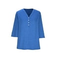 thumbnail image 6 of HOMBOM Womens Blouses Clearance Under $10 Casual Blue 3/4 Sleeve V-Neck Plus Size Solid Tunic Blouse XL, 6 of 9