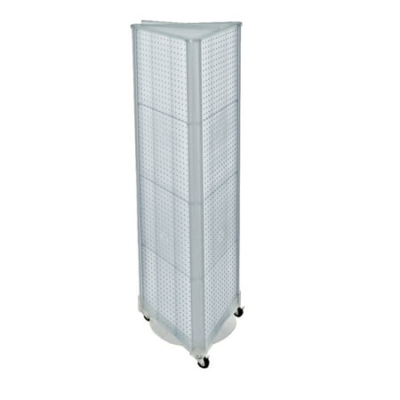 

Azar Displays 700451-CLR Clear Three-Sided Pegboard Tower Floor Display on Wheeled Base. Panel Size: 16 W x 60 H