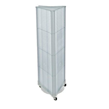 

Azar Displays 700451-CLR Clear Three-Sided Pegboard Tower Floor Display on Wheeled Base. Panel Size: 16 W x 60 H