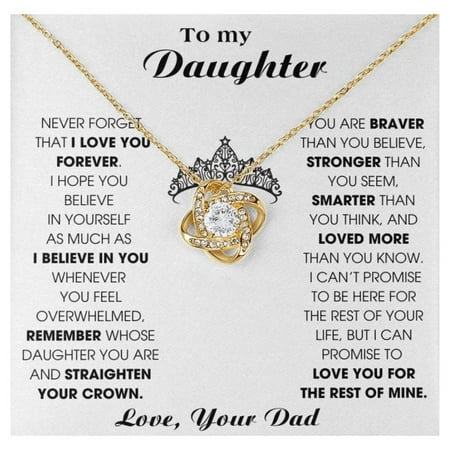 Jewelry To My Daughter, Straighten Your Crown, From Dad, Forever Love Necklace, Sentimental ,Daughter, For Her #16, Gold Love Knot Necklace