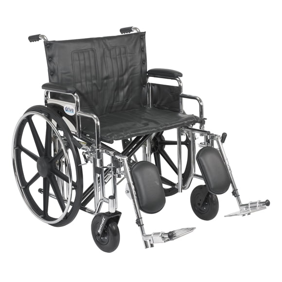 Silla de ruedas Drive Medical Sentra de alta resistencia con varios estilos de brazos y opciones de montaje frontal, color negro, bariátrica, 24 pulgadas