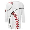 thumbnail image 5 of Women's Fashion 2024 Y2K Tops Dressy Casual 3/4 Sleeve Tunic Tops Loose Fit Flowy Round Neck Blouse Basic Tees for Sports Summer Clothes for Teen Girls Baseball Graphic Tops Vintage White T Shirts L, 5 of 5