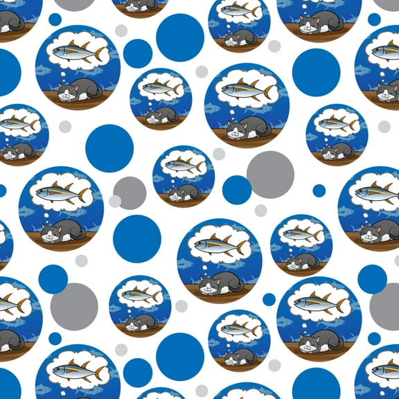 Cat Dreaming of Fish Premium Gift Wrap Wrapping Paper Roll