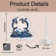 thumbnail image 2 of Rotatable acrylic display features hyper-realistic stained glass dolphins jumping over waves in dark blue and white tones against a pure white background, 2 of 8