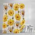 thumbnail image 4 of Golden Gray Chrysanthemum Shower Curtain Set, Waterproof Shower Curtains for Bathroom, Farmhouse Bees Floral Rustic Washable Fabric Cloth Bath Curtain for Bathtub Decoration with Hooks 48x72 Inches, 4 of 9