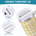 thumbnail image 5 of 40 oz Tumbler With Handle Stainless Steel Insulated Tumbler With Lid for Car Cup Holder Light Yellow and White Gingham, 5 of 9