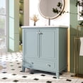 thumbnail image 3 of 30" Bathroom Vanity with Ceramic Sink, Modern Bathroom Storage Cabinet with 2 Doors and 1 Drawer, Freestanding Bathroom Vanities Solid Wood Frame, Green, 3 of 9