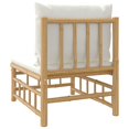 thumbnail image 4 of vidaXL Patio Middle Sofa with Cream White Cushions Bamboo, 4 of 8