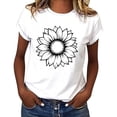 thumbnail image 4 of Otvok Womens Short Sleeve Shirts Sunflower Print Crew Neck Summer Tops Dressy Casual Blouse Soft Graphic Tee Outfits for Ladies, 4 of 6
