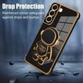 thumbnail image 3 of Compatible with Samsung Galaxy S22 Case Astronaut Plating Electroplate Luxury Elegant Case Camera Protector Kickstand Shockproof Protective Corner Back Cover Galaxy S22 Case -Black, 3 of 5